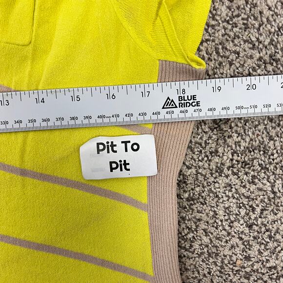 JAMIE SADOCK Women's M‎ Yellow Tan Striped Nylon Blend Performance Zip Golf Top - Picture 6 of 8